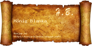 Hönig Blanka névjegykártya